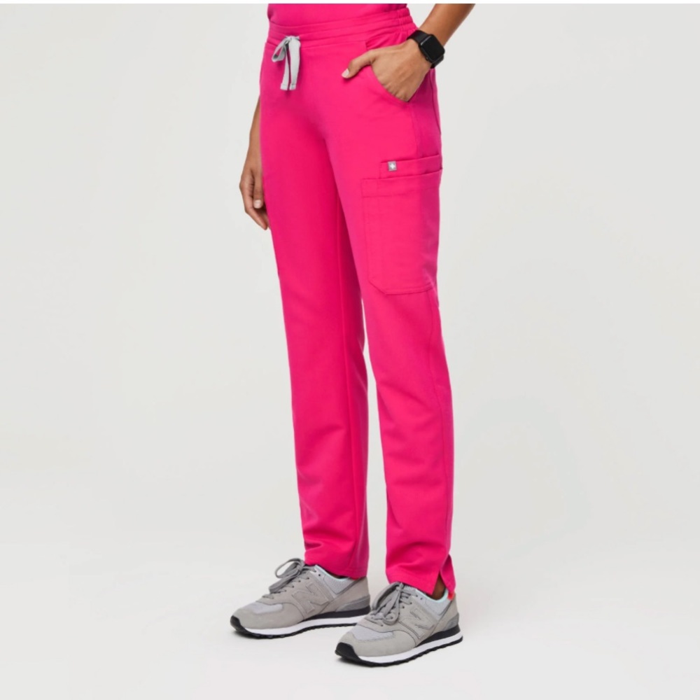 Figs shocking pink yola skinny scrub pants bottoms